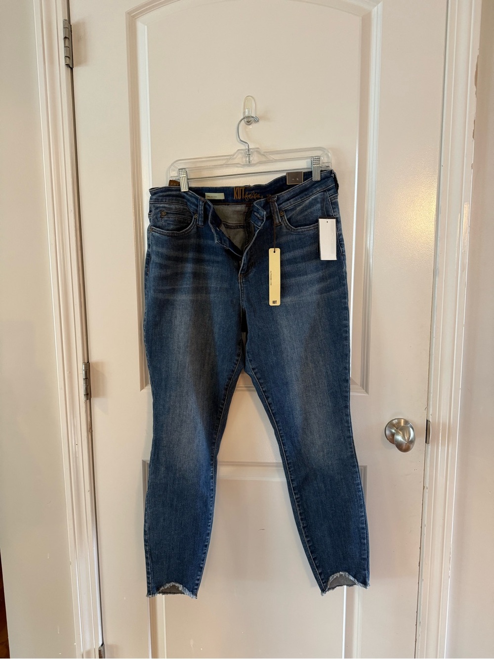 Kut from the Kloth Mid-Rise Ankle Skinny Jeans in Dark Blue